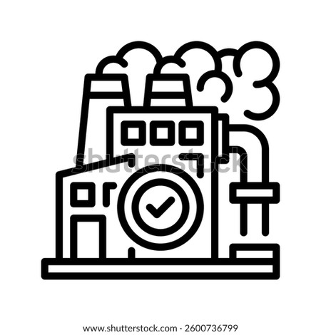 Factory Quality Check Line Icon, Outline Symbol for Manufacturing Standards, Industrial Inspection, Production Safety, Compliance Control, and Product Testing. Vector Sign Icon.