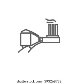 Factory with railway line icon.