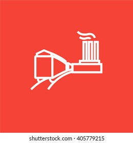 Factory with railway line icon.