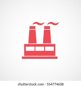 Factory Red Flat Icon On White Background