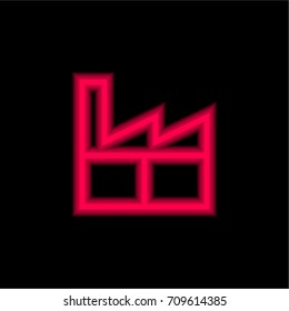 Factory red glowing neon ui ux icon. Glowing sign logo vector