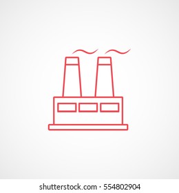 Factory Red Line Icon On White Background