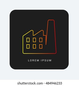 Factory Red & Orange gradient attractive line thin icon / logo design