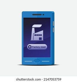 Factory reset menu on smartphone isolated on white background vector illustration.