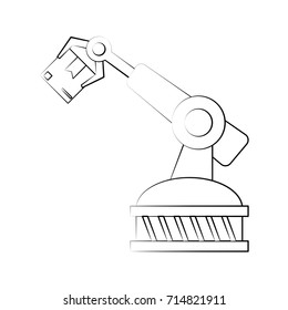 factory robot arm with cardboard box industry icon image 