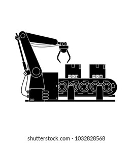 Factory robot arm with conveyor