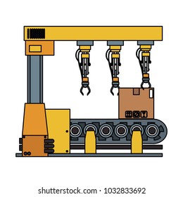 Factory robot arm with conveyor