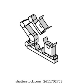 factory robot transportation box on conveyor isometric icon vector. factory robot transportation box on conveyor sign. isolated symbol illustration