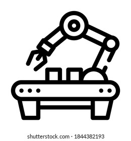 factory robotic arm line icon vector. factory robotic arm sign. isolated contour symbol black illustration