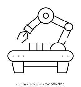 factory robotic arm line icon vector. factory robotic arm sign. isolated contour symbol black illustration