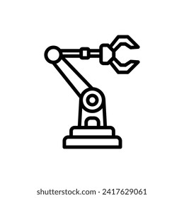 Factory Robotic Arm Outline Icon Vector Illustration