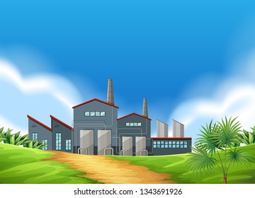 A factory scene in nature illustration