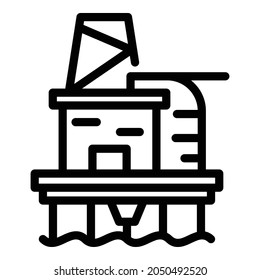 Factory sea drilling rig icon. Outline factory sea drilling rig vector icon for web design isolated on white background