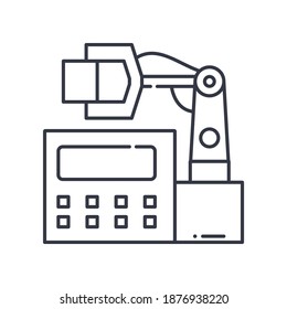 Factory service icon, linear isolated illustration, thin line vector, web design sign, outline concept symbol with editable stroke on white background.