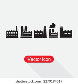 Factory Set Icon, Factory Icon Vector Illustration Eps10 