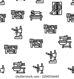 factory sewing sew machine vector seamless pattern thin line illustration