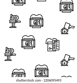 factory sewing sew machine vector seamless pattern thin line illustration