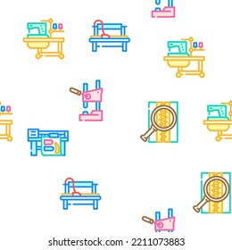 factory sewing sew machine vector seamless pattern thin line illustration