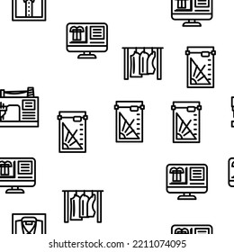 factory sewing sew machine vector seamless pattern thin line illustration