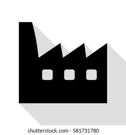 Factory sign illustration. Black icon with flat style shadow path.