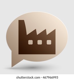 Factory sign illustration. Brown gradient icon on bubble with shadow.