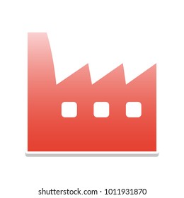 Factory sign illustration. Vector. Reddish icon with white and gray shadow on white background. Isolated.