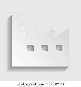 Factory sign. Paper style icon