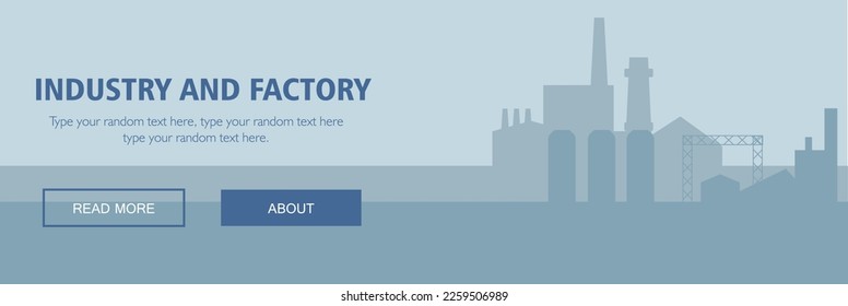 Factory silhouette background for website, industry and factory website header