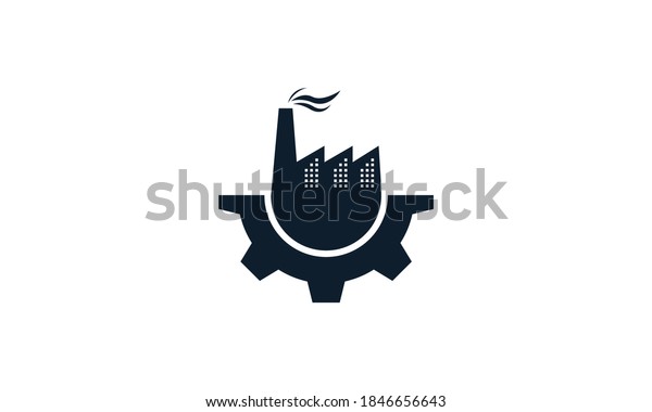 factory silhouette gear services industry logo
vector icon design