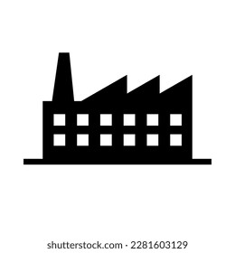 Factory silhouette icon. Manufacturing and production facility. Vector.