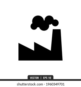 Vector de icono de silueta de fábrica, plantilla de logotipo de ilustración en estilo de moda. Idóneo para muchos fines.