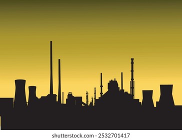 Silueta de la fábrica Skyline Ilustración vectorial