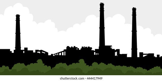 Factory Silhouette - Vector