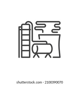 Factory silos line icon. linear style sign for mobile concept and web design. Manufacturing plant outline vector icon. Symbol, logo illustration. Vector graphics