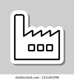 Factory simple icon. Flat desing. Sticker with shadow on gray background.ai