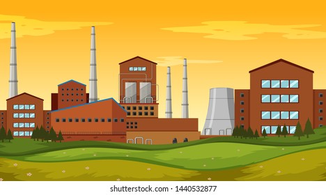 Factory site background scene illustration