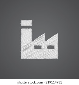 factory sketch logo doodle icon isolated on dark background 