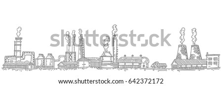 factory sketch panorama, environmental pollution