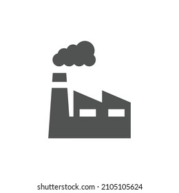 Fábrica con icono del vector negro del humo. Símbolo simple relleno.