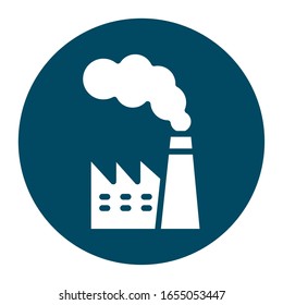 fábrica con bloques de humo y diseño de iconos de estilo plano, Construcción industrial construcción industrial trabajo tecnología y tema de fabricación Ilustración vectorial