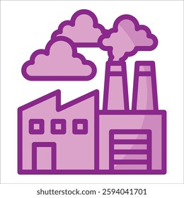 Factory With Smoke Icon Element For Design
