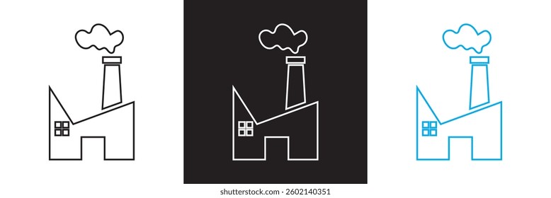 Factory  with Smoke icon. Vector illustration. isolated on white and black background. EPS 10