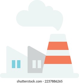 factory and smoke illustration in minimal style isolated on background