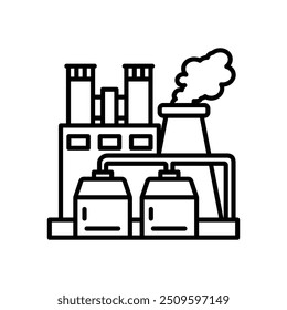 Icono de contorno de Smoke de fábrica, Ilustración vectorial