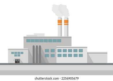 factory with smoke power plant building technological on a white background vector graphics