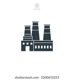 Factory with Smokestacks icon symbol vector illustration isolated on white background