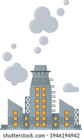 Factory with smoking pipes processing plant, cement enterprise. Industrial pollution concept