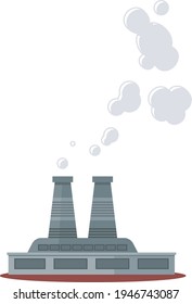 Factory with smoking pipes processing plant, cement enterprise. Industrial pollution concept