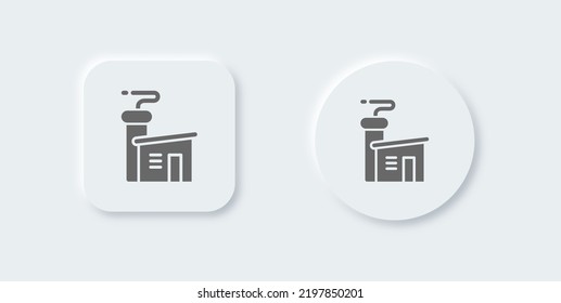 Fabrikfeste Symbol im neomorphen Design-Stil. Industrielle Zeichen, Vektorgrafik.