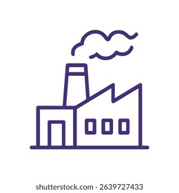 Factory spewing smoke outline drawing. Icon symbol illustration